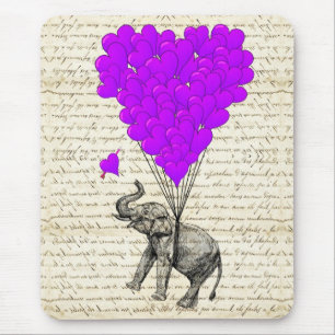 Mousepad Balões bonitos engraçados do elefante e do cora
