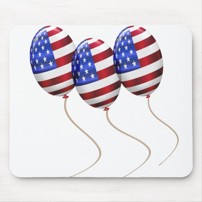 Mousepad Balões com bandeira americana em 4 de julho (Frente)