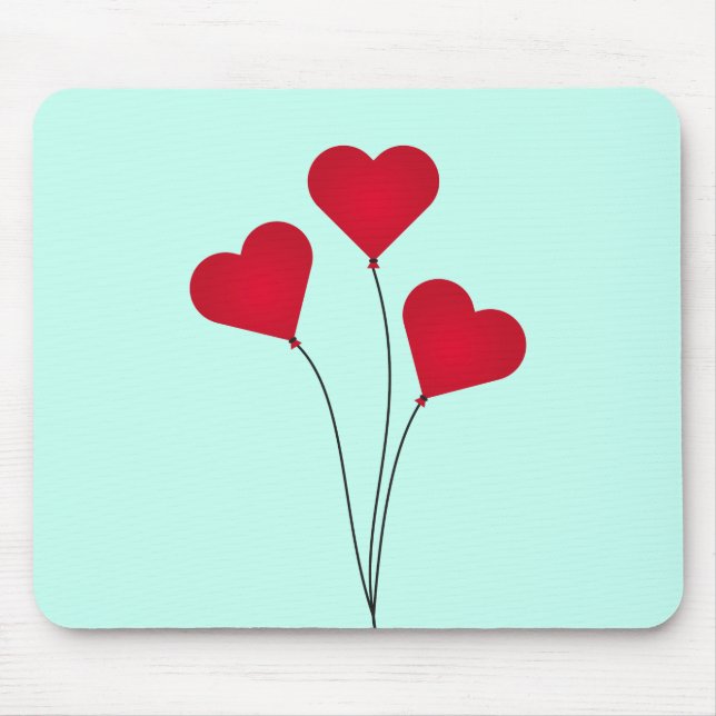 Mousepad Balões de Coração Bonitos (Frente)