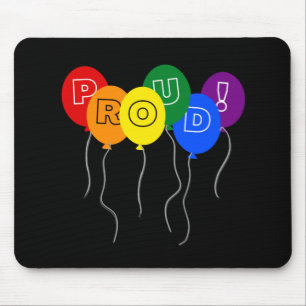 Mousepad Balões de Cores do Orgulho LGBTQ Ortosos - Preto