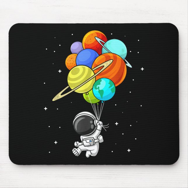 Mousepad Balões Planeta Astronauta Sistema-Solar Espaço Cri (Frente)