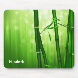 Mousepad Bambu Verde Com Luzes De Boque Pálidas Nas Costas