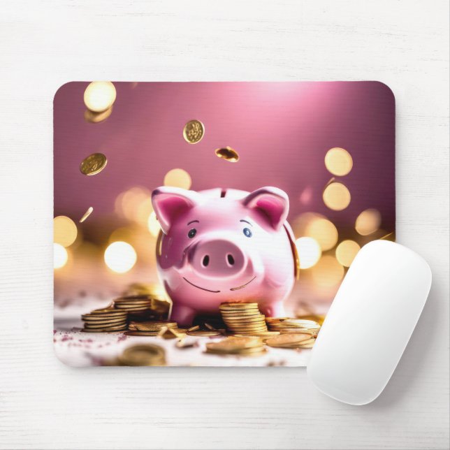 Mousepad Banco Cinza Rosa Com Moedas (Com mouse)