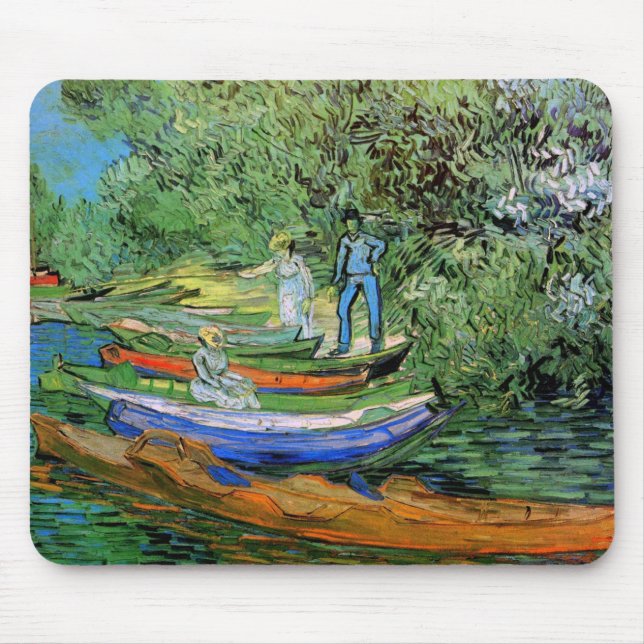 Mousepad Banco do Oise em Auvers por Vincent van Gogh (Frente)