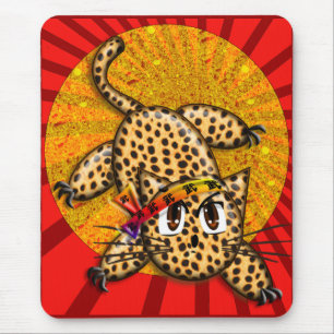 Mousepad Banda da Cabeça Arco-Íris do Gatinho Leopardo Ultr