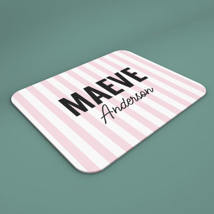 Mousepad Banda rosa e branca personalizada elegante moderna