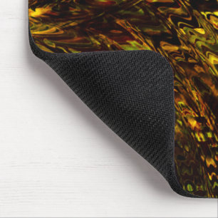 Mousepad Bandas abstrato curvas em verde ouro e mais escuro