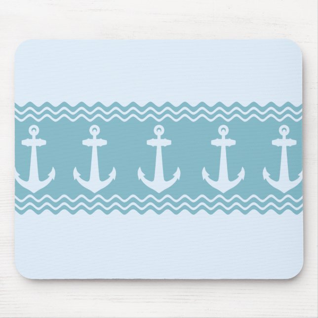 Mousepad Bandas Costeiras de Âncora Náutica Azul (Frente)