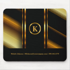 Mousepad Bandas de Diagonal Douradas e Pretas a Escuro Mono