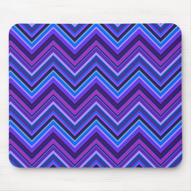 Mousepad Bandas de ziguezague azuis e roxas (Frente)