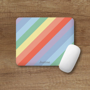 Mousepad Bandas Diagonais do Arco-Íris Pastel