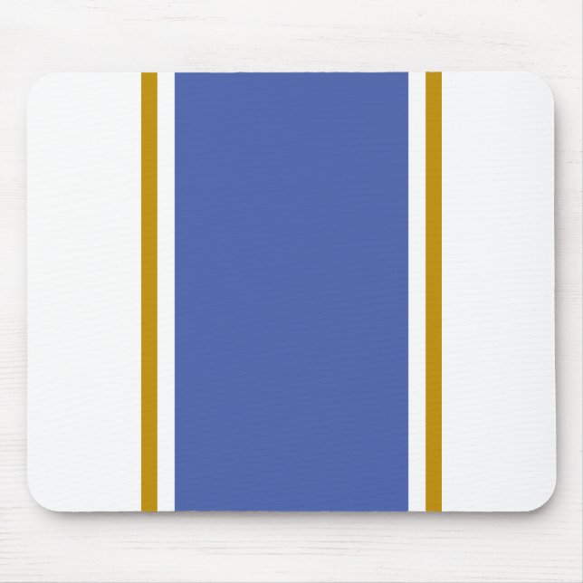 Mousepad Bandas do centro azul médio e branco elegante (Frente)