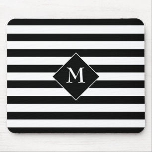 Mousepad Bandas Horizontais Pretas com Texto Branco Central