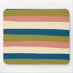Mousepad Bandas irregulares - Azul, Verde-oliva, Rosa e Cre