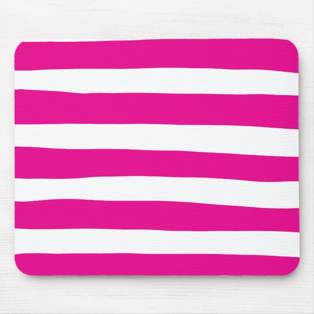 Mousepad Bandas irregulares em magenta e branca (Frente)
