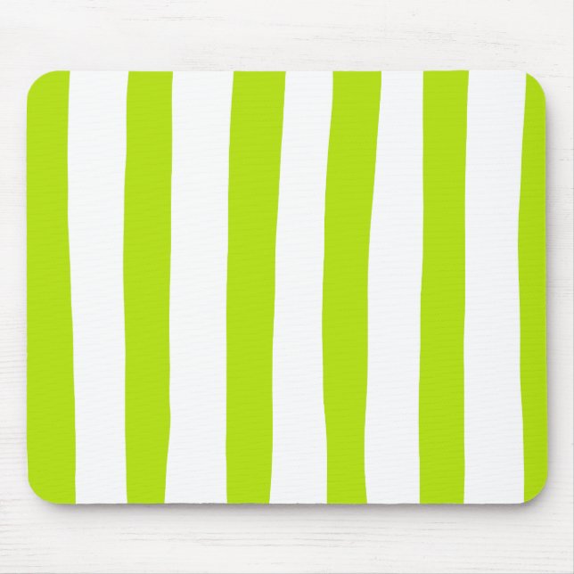 Mousepad Bandas irregulares em Verde limão e branco (Frente)
