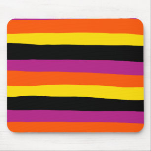 Mousepad Bandas irregulares - Pretas, Rosa, Laranja e Amare