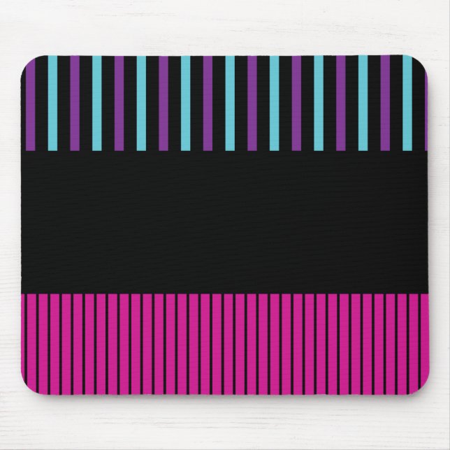 Mousepad Bandas Pop de cor - rosa, roxa, azul e preta (Frente)