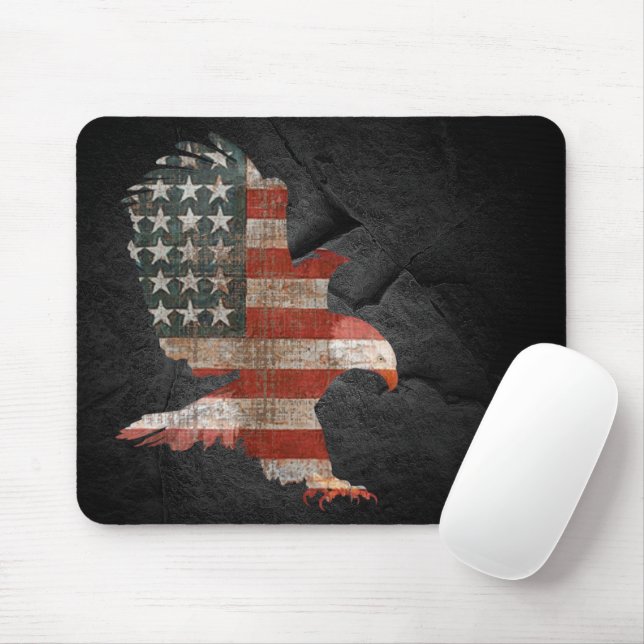 Mousepad Bandeira Americana Bald Eagle em Black Rock  (Com mouse)
