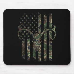 Mousepad Bandeira Americana Camuflada Crânio de Veado Caça