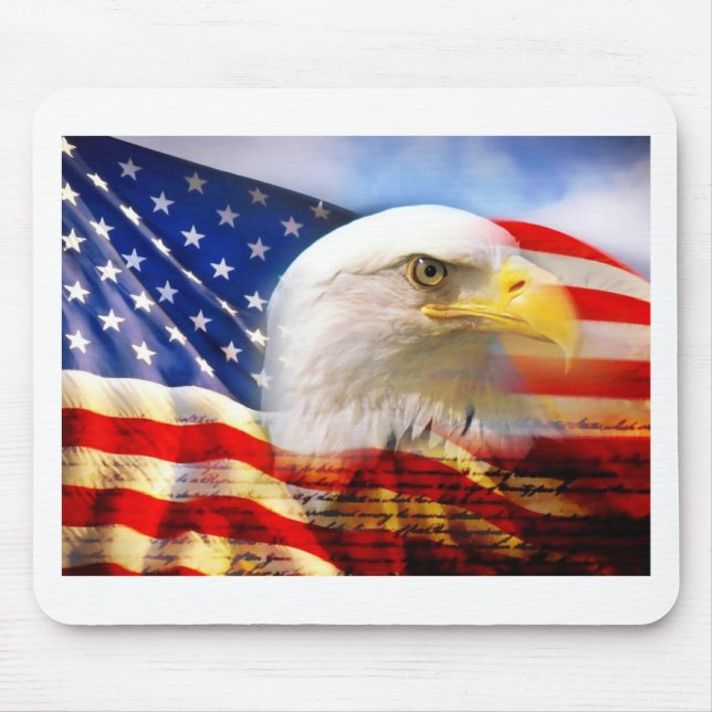 Mousepad Bandeira americana com águia americana (Frente)