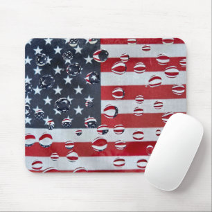 Mousepad Bandeira Americana Com Gotas De Água