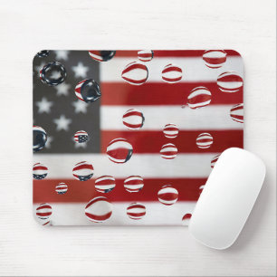 Mousepad Bandeira Americana Com Gotas De Água