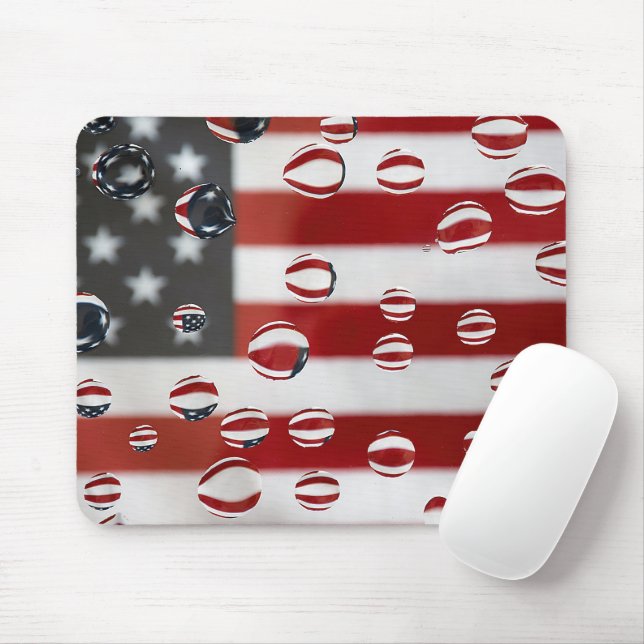 Mousepad Bandeira Americana Com Gotas De Água (Com mouse)