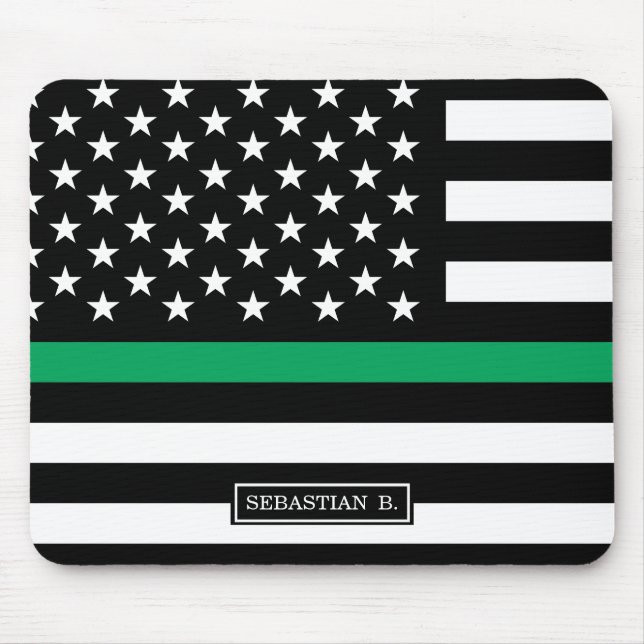 Mousepad Bandeira americana da Linha Verde fina (Frente)