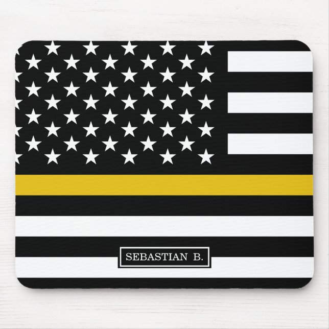 Mousepad Bandeira Americana da Polícia de Linha Dourada Thi (Frente)