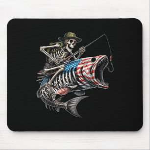 Mousepad Bandeira Americana de Pesca B Esqueleto de Crânio