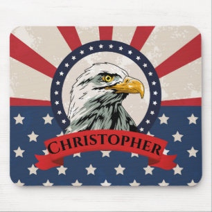 Mousepad Bandeira Americana e Águia Balda