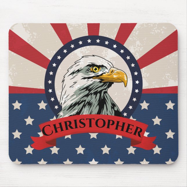 Mousepad Bandeira Americana e Águia Careca (Frente)