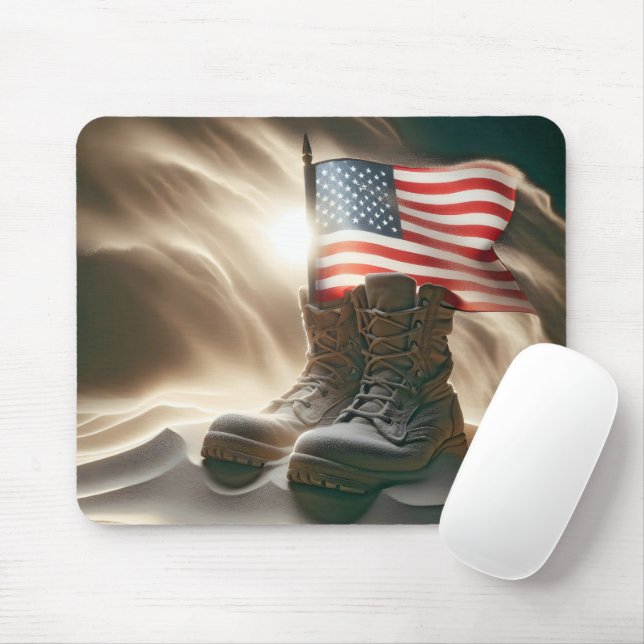 Mousepad Bandeira Americana Em Botas Militares (Com mouse)