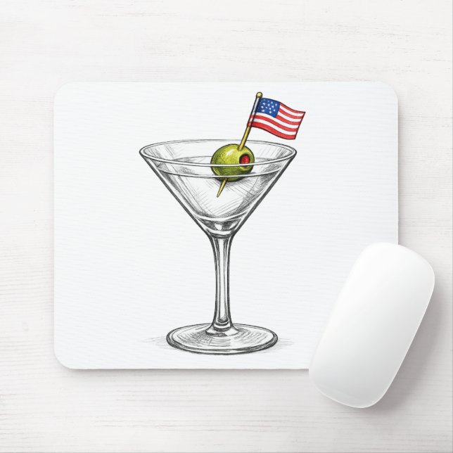 Mousepad Bandeira Americana em um Martini (Com mouse)