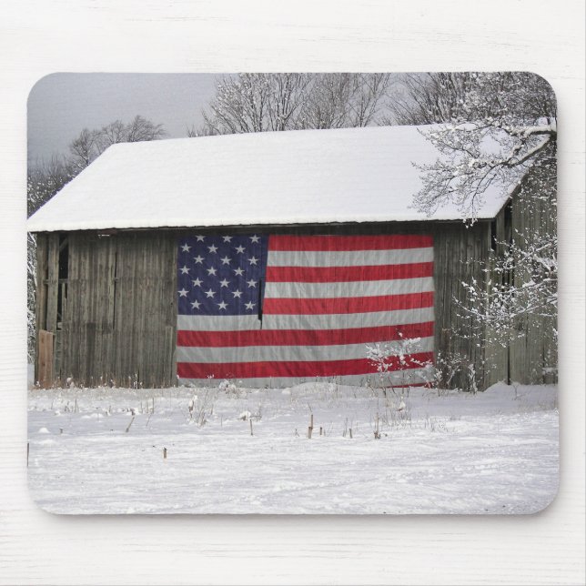 Mousepad Bandeira Americana em uma Fazenda Barn (Frente)