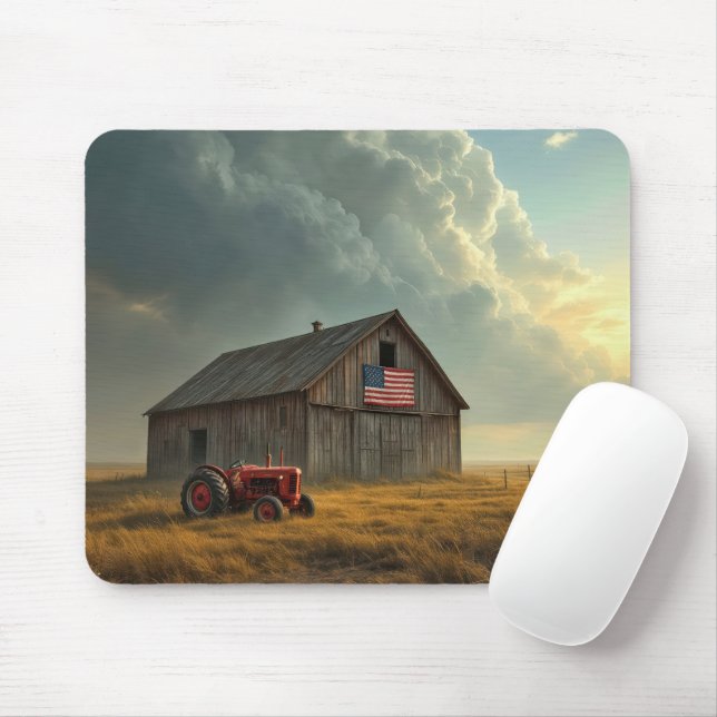 Mousepad Bandeira Americana em uma Fazenda Barn (Com mouse)