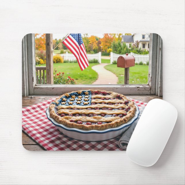 Mousepad Bandeira Americana em uma Torta de Cereja (Com mouse)