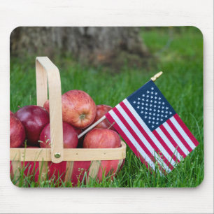 Mousepad Bandeira americana no cesto de maçã