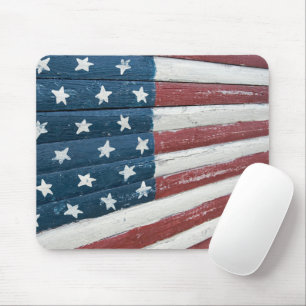 Mousepad Bandeira Americana Pintada em Madeira