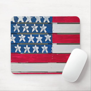 Mousepad Bandeira Americana Pintada Em Palete De Madeira