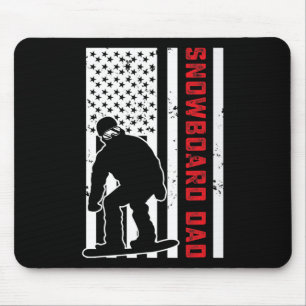 Mousepad Bandeira Americana Snowboard Pai Snowboarder Papa