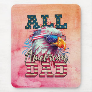 Mousepad Bandeira Bald Eagle USA - Pai Americano 4 de julho