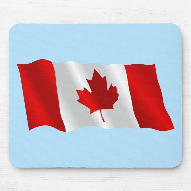 Mousepad Bandeira canadense acenando no vento sob o céu azu (Frente)