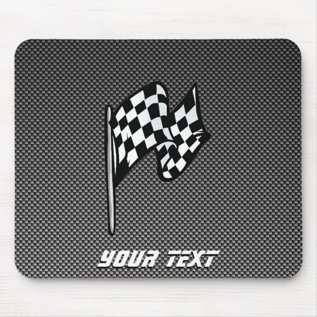 Mousepad Bandeira Checkered do olhar da fibra do carbono (Frente)