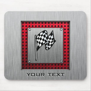 Mousepad Bandeira Checkered; olhar de alumínio escovado