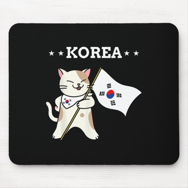Mousepad Bandeira Coreana e Coreia do Sul do Gato (Frente)