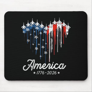 Mousepad Bandeira da América Coração 1776 2026 4 de Julho 2