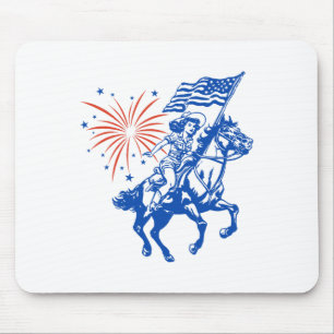Mousepad Bandeira Da Moça Da América Do Sul Em 4 De Julho