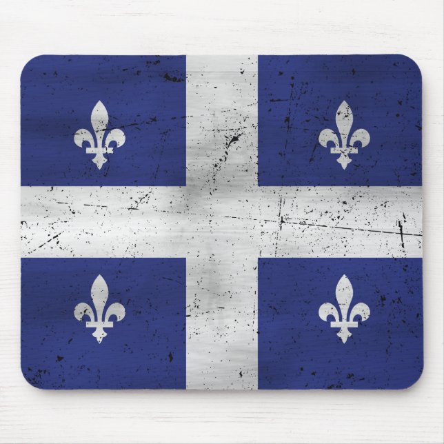 Mousepad Bandeira da Quebeque estilo grunge corrmoído (Frente)